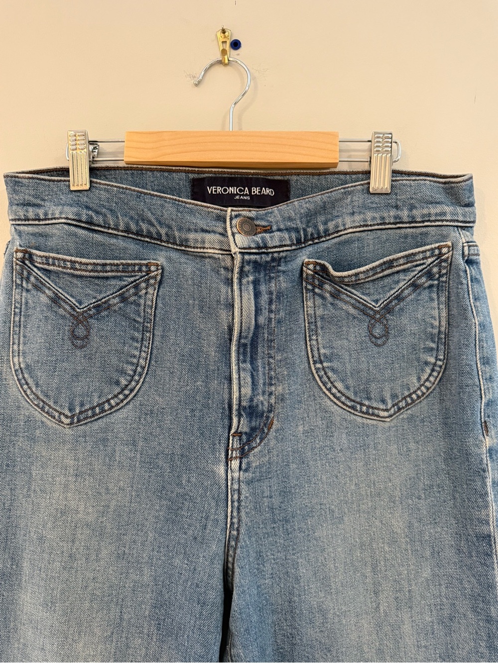 Veronica Beard High-Rise Wide-Leg Medium Wash Crosbie Jeans, Size 30 - Picture 3 of 6